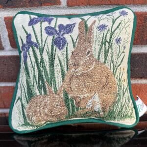 Riverdale Tapestry Easter Bunny Spring Throw Pillow 7x7